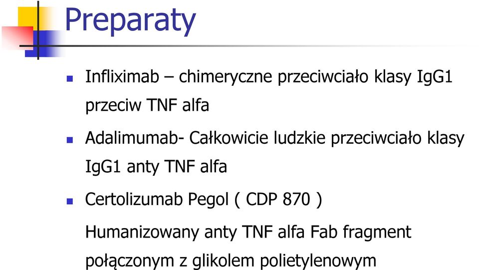 klasy IgG1 anty TNF alfa Certolizumab Pegol ( CDP 870 )