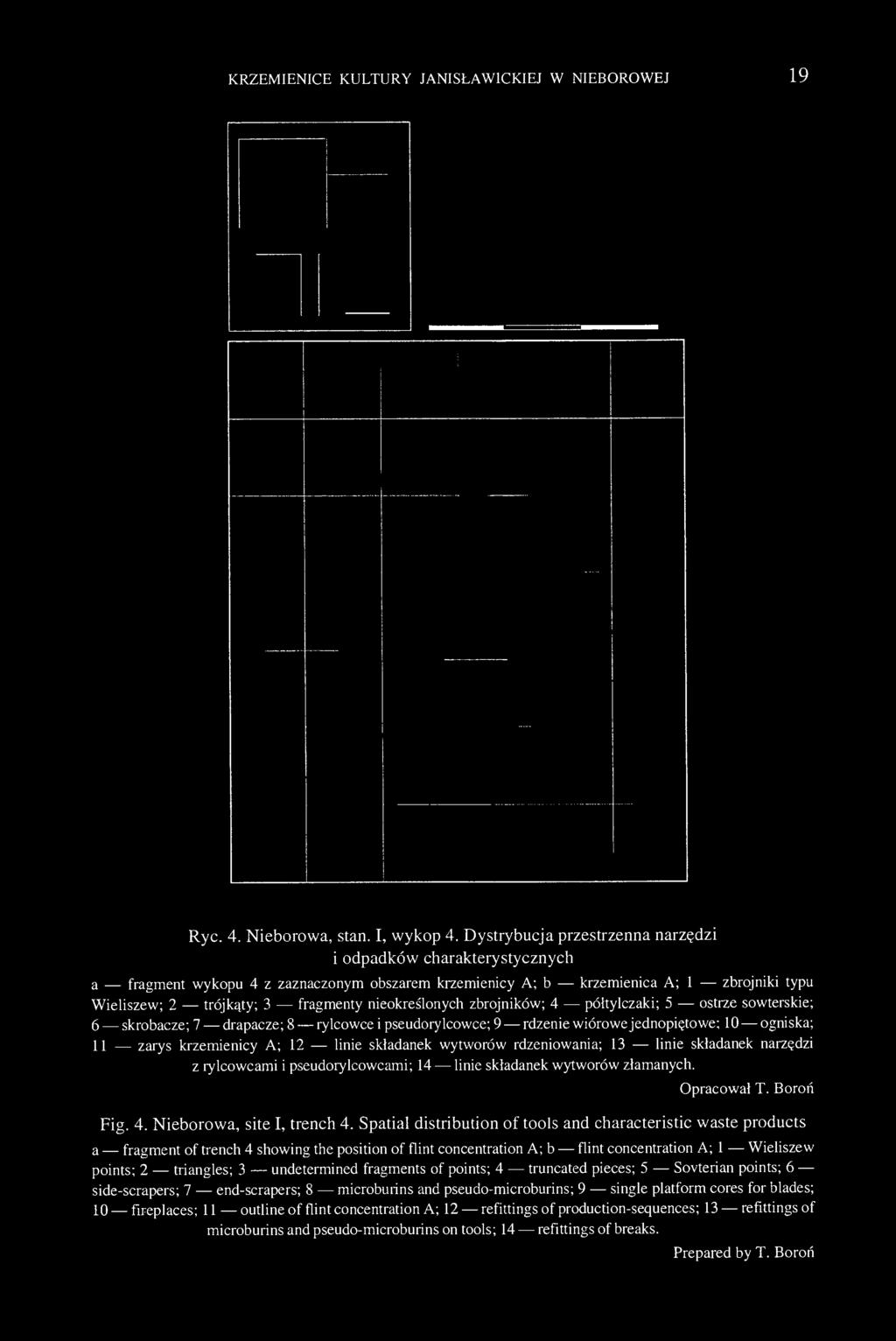 KRZEMIENICE KULTURY JANISŁAW1CKIEJ W NIEBOROWEJ 19 Ryc. 4. Nieborowa, stan. I, wykop 4.