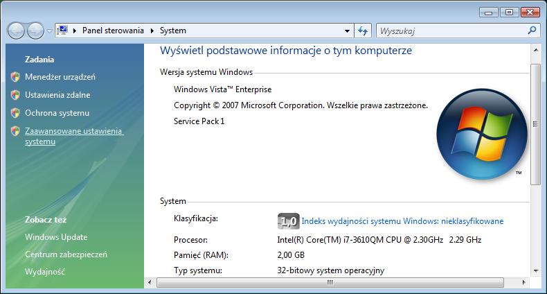 5.0 5.3.2.17 Laboratorium - Zarządzanie pamięcią wirtualną w systemie Windows Vista Wprowadzenie Wydrukuj i uzupełnij to laboratorium. W tym laboratorium, dostosujesz ustawienia pamięci wirtualnej.