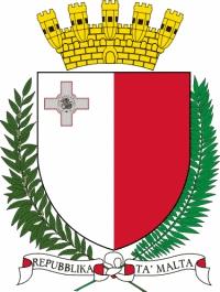 Godło (Emblem), powtórzenie flagi, powyżej tarczy herbowej korona z ośmioma wieżami