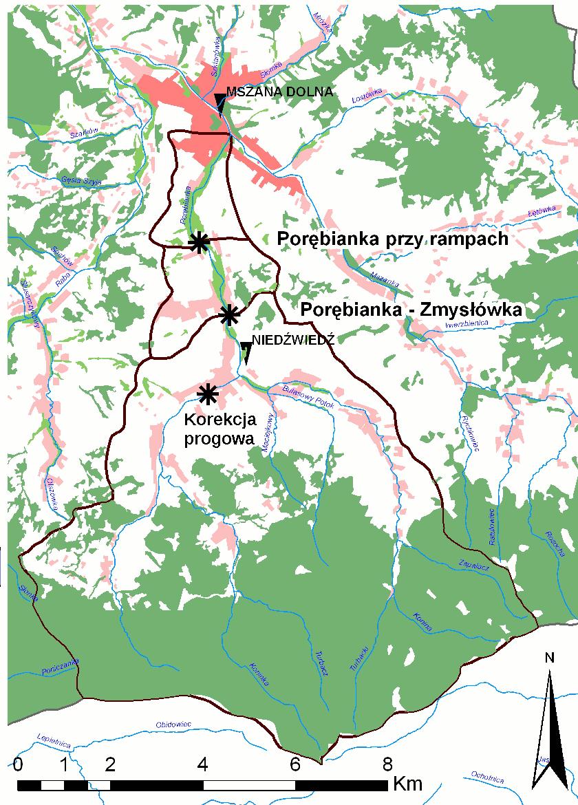 dane hydrologiczne Porębianka jest potokiem górskim płynącym w Gorcach. Jest lewym dopływem Mszanki do której uchodzi w miejscowości Mszana Dolna.