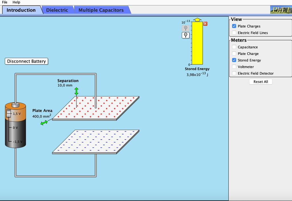 Symulacja kondensatora płaskiego https://phet.