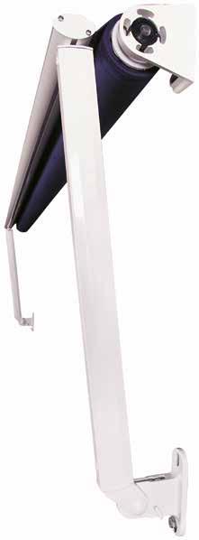 Kolor konstrukcji: biały RAL 9010 Uchwyty montażowe Napęd ręczny (korba 1,8 m) Falbana wysokości 25 cm (wzory falban str.