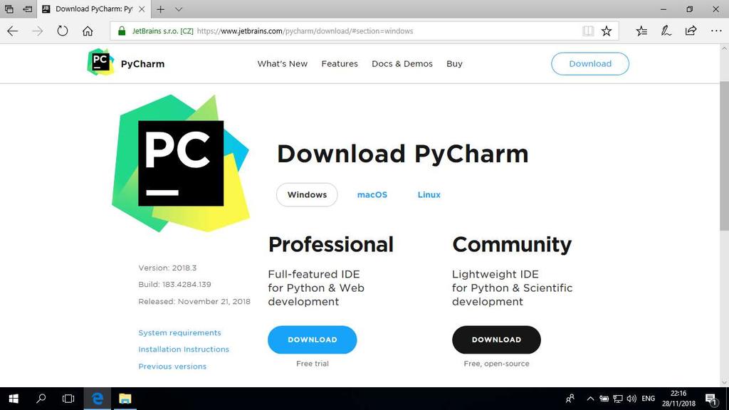 PyCharm 1. Uruchom przeglądarkę internetową 2. Przejdź na stronę www.jetbrains.