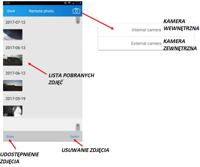 ZDJĘCIA W APLIKACJI MOBILNEJ Aby pobrać zdjęcie należy sprawdzić czy urządzenie jest online w aplikacji mobilnej.