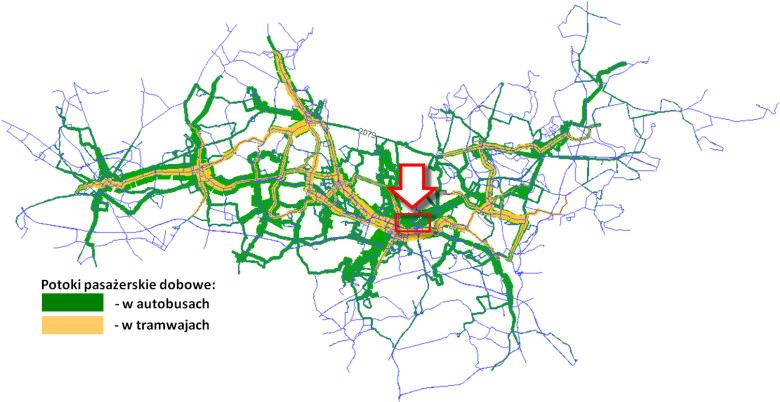 górnośląskiej dane z modelu transportowego miasta Katowice (2014) Do analizy wybrano wariant najbardziej efektywny, ale i najbardziej kosztowny oraz pracochłonny ingerujący w infrastrukturę sieci