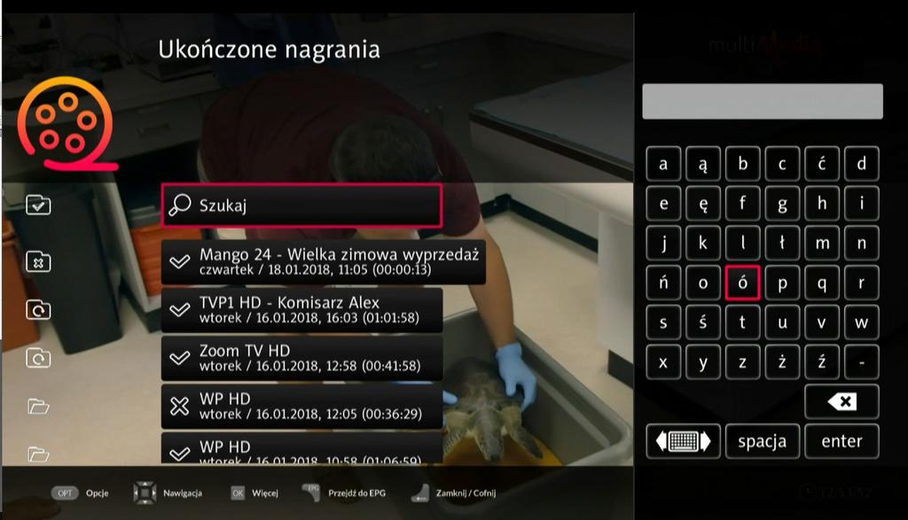 Aby przenosić lub usuwać nagrania, wystarczy podświetlić wybrane nagranie, po czym wcisnąć klawisz OPT i