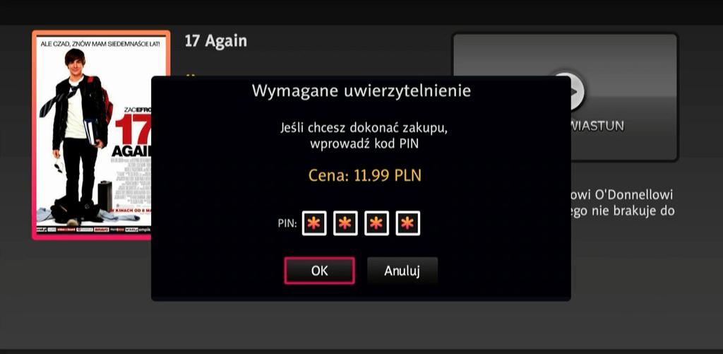 Od tego momentu film będzie dostępny przez wskazany na ekranie dekodera okres czasu i będzie można go odtwarzać wielokrotnie.