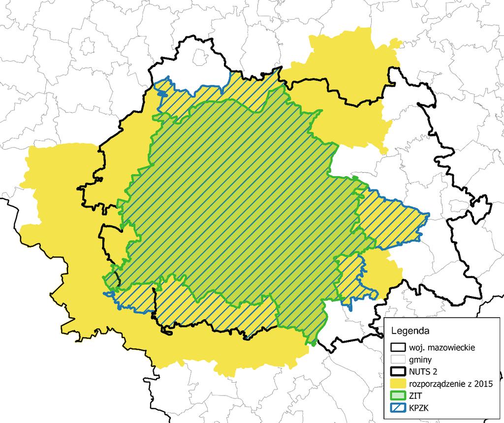 Rys. 7. Porównanie zasięgów delimitacji OMW Wszystkie przytoczone tu podziały tworzone były w nieco innych celach, różny też był ich zasięg.