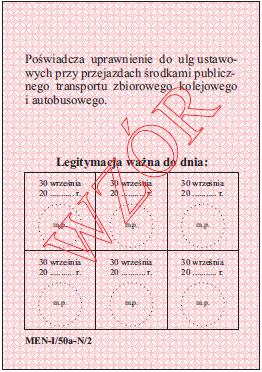 Wzór nr 13a LEGITYMACJA SZKOLNA UCZNIA NIEPEŁNOSPRAWNEGO