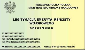 WOJSKOWEGO Legitymacja pozioma, o wymiarach 55 mm