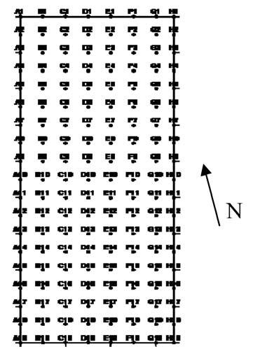 głości między punktami G i a H i (i = 1, 2,, 19) zmniejszono do 2 m ze względu na rozmiar pola. Otrzymano w ten sposób 152 próbki gleby.