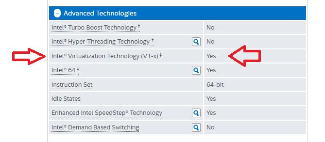 c) Jeżeli procesor obsługuje wirtualizację oznaczone jest to w polu: Intel