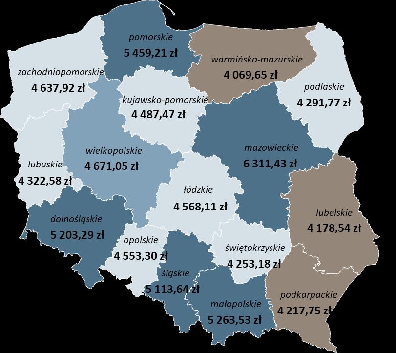 WYNAGRODZENIA W SEKTORZE PRZEDSIĘBIORSTW* Powyżej 5 084,00 zł 4 668,00 zł - 5 084,00 zł 4 252,00 zł - 4 668,00 zł