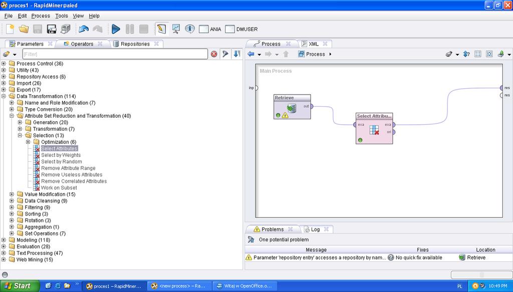 Rapid Miner transformacja danych 2.