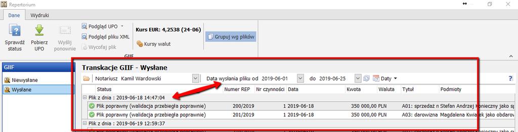 ponowna wysyłka pogląd UPO w formacie standardowego urzędowego dokumentu potwierdzenia odbioru lub w formacie xml podgląd przesłanych transakcji w formacie xml opcja dostępna tylko dla plików,