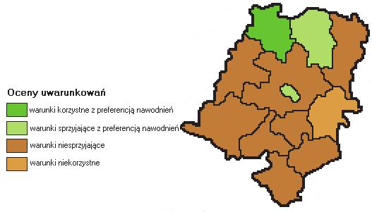 27 Rys. 2. Mapa oceny glebowo-wodnych uwarunkowań rozwoju melioracji w województwie opolskim; źródło: opracowanie własne Tabela 13.