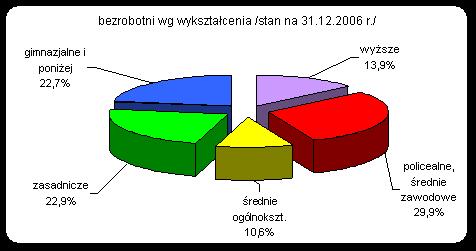 Najmłodsi bezrobotni (w wieku do 24 lat) stanowili 9,2% populacji bezrobotnych. W 2006 r.