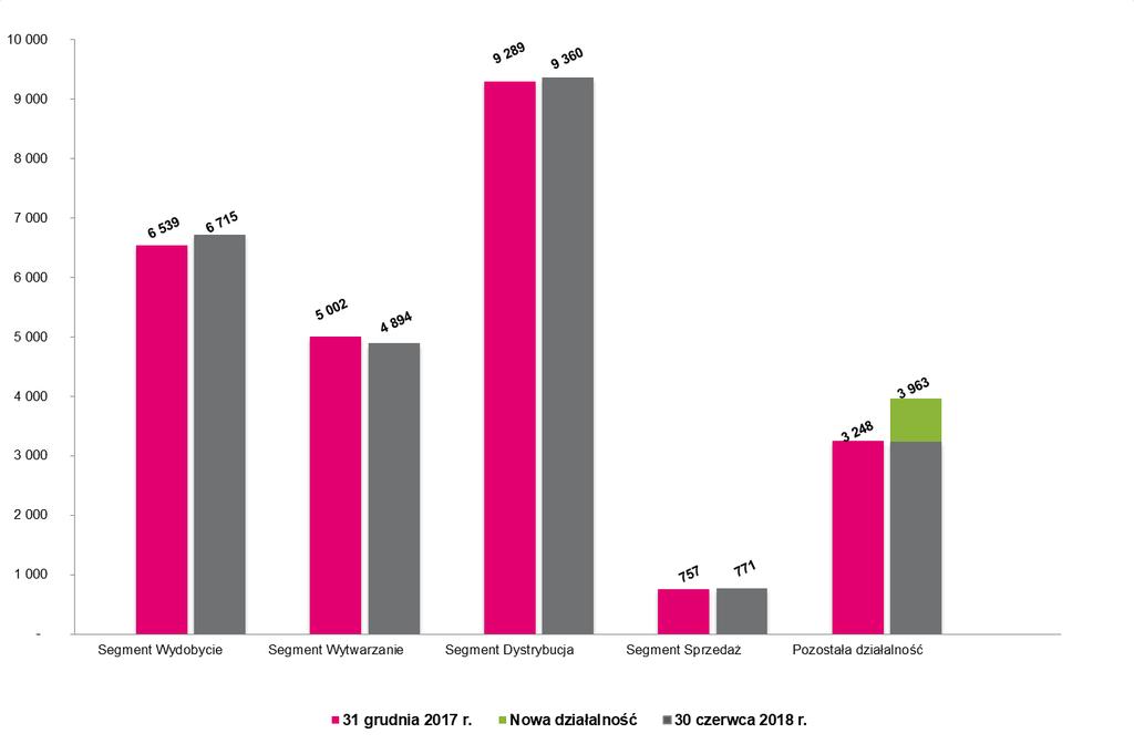 Sprawozdanie Zarządu z działalności Grupy Kapitałowej TAURON Polska Energia S.A. w I półroczu 2018 roku Rysunek 16. Zatrudnienie w Grupie Kapitałowej TAURON na dzień 31 grudnia 2017 r.