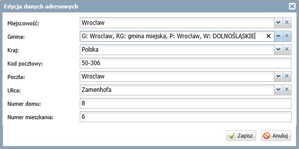 wprowadzić lub zmodyfikować dane osobowe i adresowe ucznia. Możne również zdecydować, czy dane adresowe i kontaktowe ucznia mają być prezentowane w Witrynie ucznia/ rodzica.