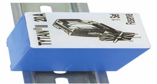 WKŁADKI BEZPIECZNIKOWE TYTAN II 35 mm szyna DIN D0 - Wsuwka bezpiecznikowa ze zintegrowanym migającym wskaźnikiem zadziałania, do stosowania w rozłączniku