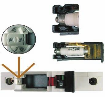 konstrukcyjnie moc prądu znamionowego bezpiecznika. System jest obsługiwany jedną wsuwką bezpiecznikową dla wszystkich mocy prądu.