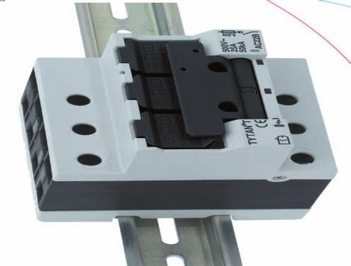 3.3 D0 - ROZŁĄCZNIK BEZPIECZNIKOWY TYTAN T 35 mm szyna DIN migający wskaźnik zadziałania dla bezpieczników D0 i cylindrycznych10x38 mm uniwersalna wsuwka bezpiecznikowa tylko szerokość 4TE możliwość