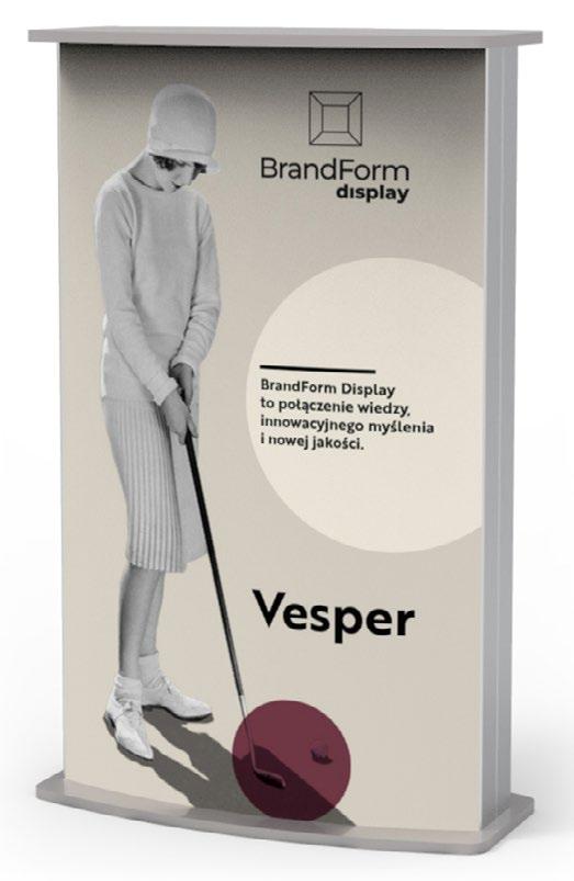 Seria Lignum Vesper Vesper to wykonana z profili aluminiowych i płyty MDF trybunka/kolumna, idealnie nadająca się jako mównica, punkt informacyjny czy prezentację produktową.