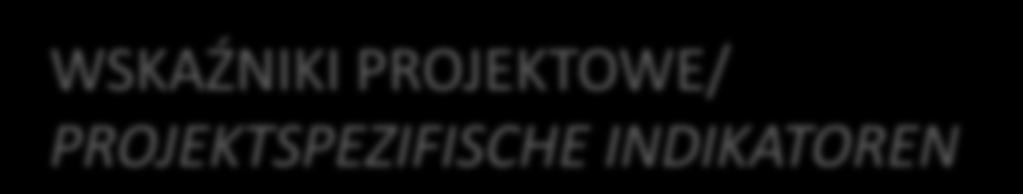 WSKAŹNIKI PROJEKTOWE/ PROJEKTSPEZIFISCHE INDIKATOREN Wskaźniki produktu dla Programu Współpracy INTERREG Polska