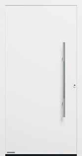823 (biały), mat, profil uchwytu w kolorze RAL 9006 (białe aluminium), profile mocujące w kolorze drzwi Wzór 832
