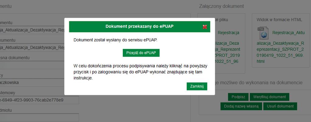 Po wybraniu podpis profilem zaufanym