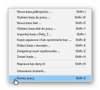 3. PRACA Z PROGRAMEM Dieta 6.0 Podopcje zakładki Plik z menu głównego: 3.1. Początek pracy. Użytkownicy i hasła dostępu Użytkownicy programu dzielą się na trzy grupy: A.