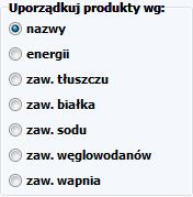 Produkty lub potrawy można uporządkować od najniższego do najwyższego poziomu