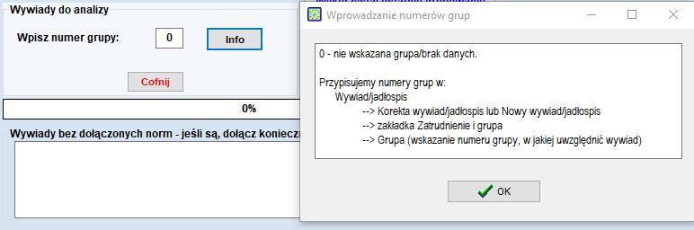 grupy (Info przypomina, gdzie numery grup się przypisuje): Opcja Inny wybór