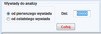 są analizie statystycznej (od dnia pierwszego zarejestrowanego wywiadu plus