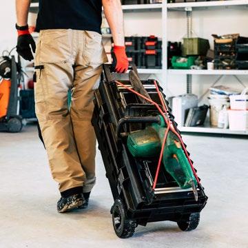 clamp. Mobile toolbox allows to transport long electrical appliances.