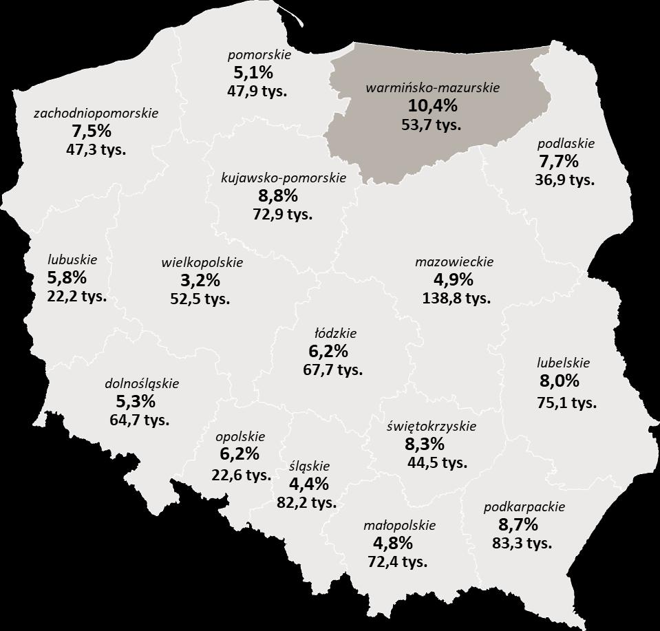 Stopa bezrobocia w Polsce 984,7 tys.