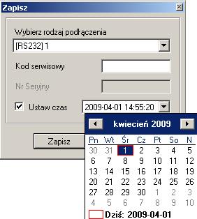 wprowadzić odpowiednią datę wraz z godziną. Poprawny zapis zostaje potwierdzony stosownym komunikatem. 6.3.10.