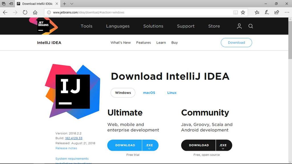 IntelliJ IDEA 1. Uruchom przeglądarkę internetową 2. Przejdź na stronę www.