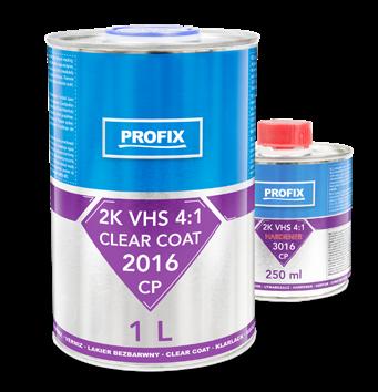 CP 2016 (NOWOŚĆ) Lakier bezbarwny 2K VHS 4:1 Jest to produkt o bardzo wysokiej zawartości masy suchej. Spełnia restrykcyjne normy UE. Możemy go również aplikować podobnie jak lakiery MS.