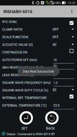 Sttus: Connected to Sttus: Connected to Sttus: Connected to Aplikcj n Android Android Appliction Sttus: Connected to - Bluetooth klsy 2 zimplementowny w mierniku zpewni zsięg trnsmisji ż do 10m -