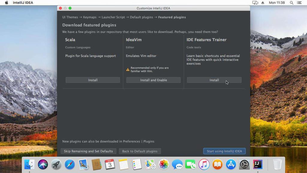 IntelliJ IDEA Na ekranie Featured plugins