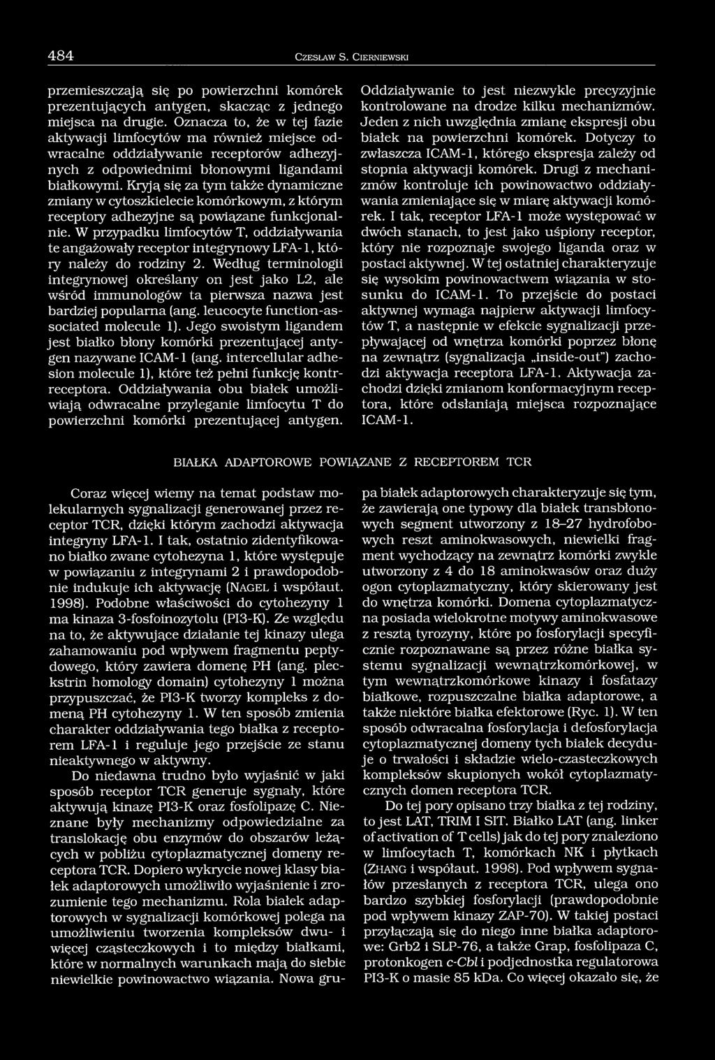 Kryją się za tym także dynamiczne zmiany w cytoszkielecie komórkowym, z którym receptory adhezyjne są powiązane funkcjonalnie.