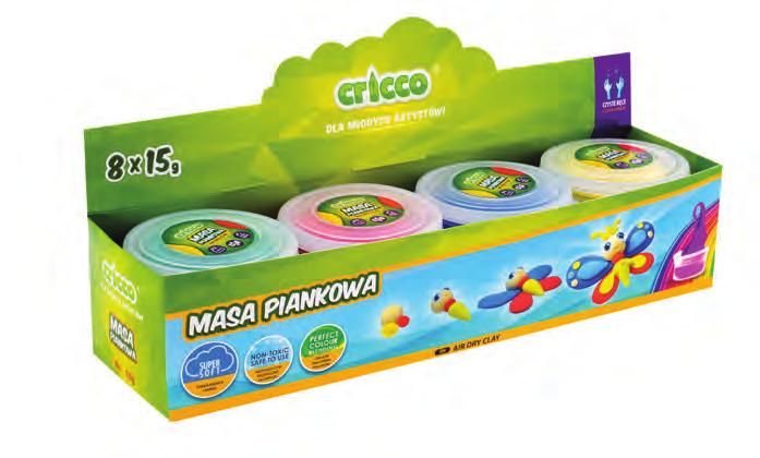 Masa piankowa 15g Air dry clay 15g CR110 delikatna i przyjemna w dotyku masa piankowa w 8 kolorach do wyboru bardzo plastyczna - łatwe mieszanie kolorów po zaschnięciu