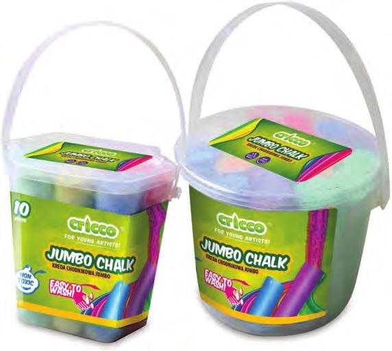 Kreda chodnikowa kolorowa jumbo w wiaderku Jumbo sidewalk chalk in bucket CR301PB10 / CR301PB20 kreda chodnikowa dla dzieci o grubym, okrągłym przekroju doskonała do szkoły i na plac zabaw żywe,