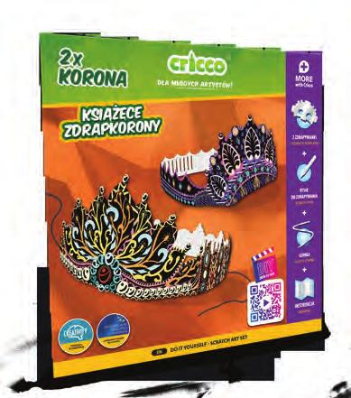 fancy decorations using the attached stick 2 variants of designs QR code with instructional video on the packaging Królewskie zdrapkorony DIY Scratch art crowns CR132A / CR132B zestaw 2 koron do