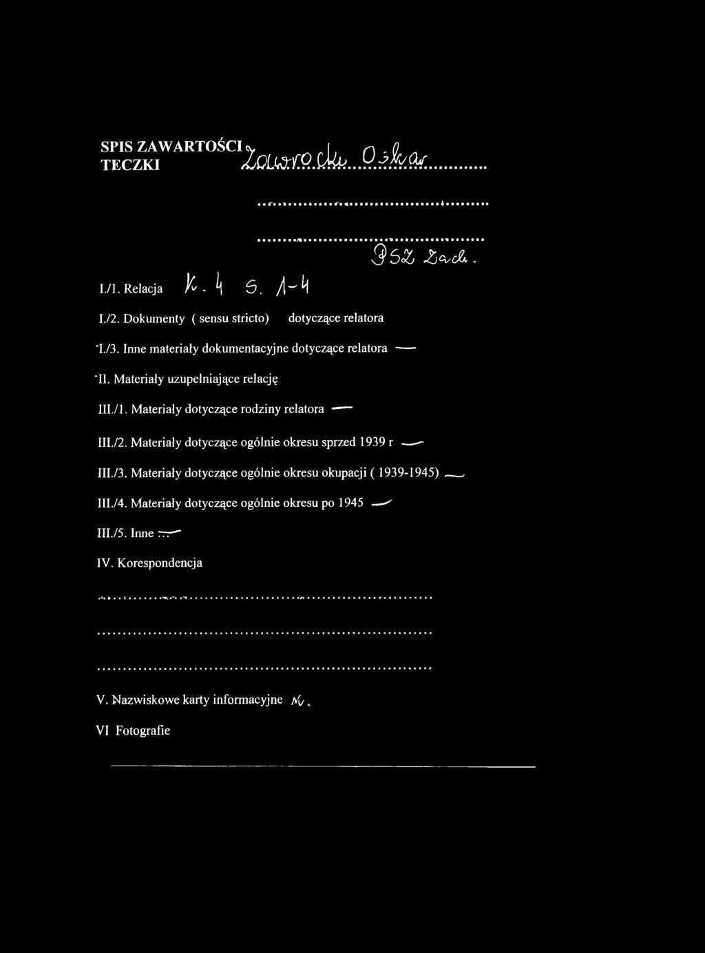 Materiały dotyczące ogólnie okresu sprzed 1939 -------- III./3.
