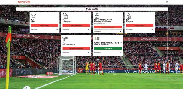 Strona wyboru profilu użytkownika po pierwszym logowaniu na Portal ŁączyNasPiłka.