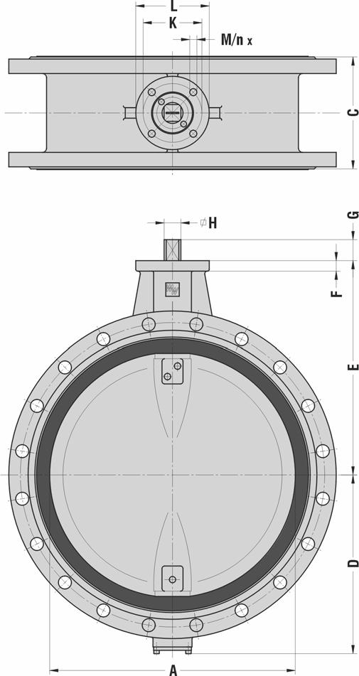 WYMIARY DN400DN1000 (16 40 ) DN NPS A C D E F G H ISO K L M N MASA 5211 ±kg 400 16" 386 216 308 363 25 50 30 F14 140 175 17 4 130 450 18 436 222 334 388 25 50 30 F14 140 175 17 4 150 500 20" 486 229