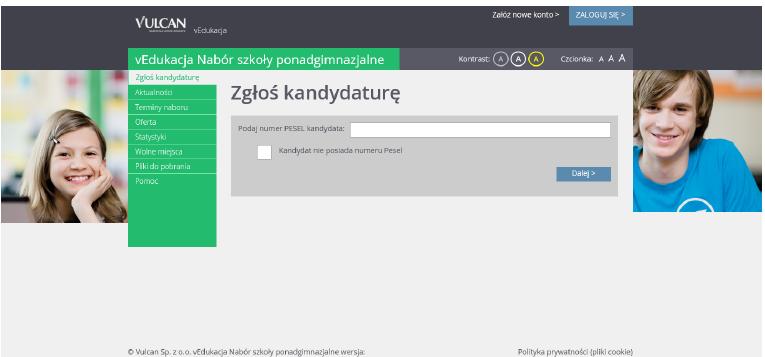 KROK 2 1. Uruchom przeglądarkę internetową i wpisz adres: http://nabor-pomorze.edu.com.pl/kandydat. 2. W górnym prawym rogu okna kliknij odnośnik Załóż nowe konto.